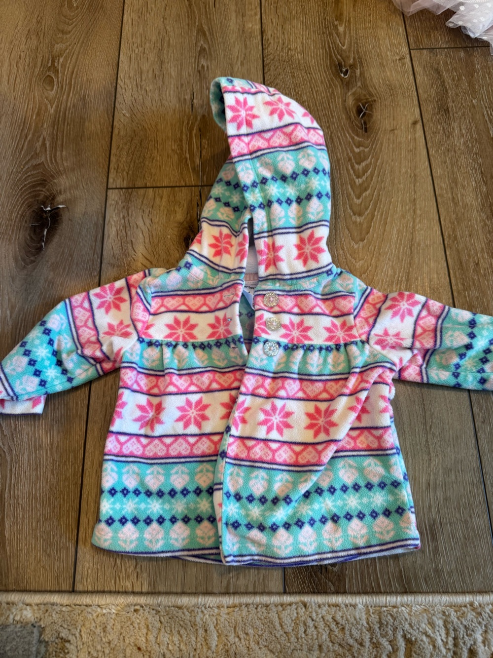 Carter's Hooded Fleece Jacket in Pink, Teal, White